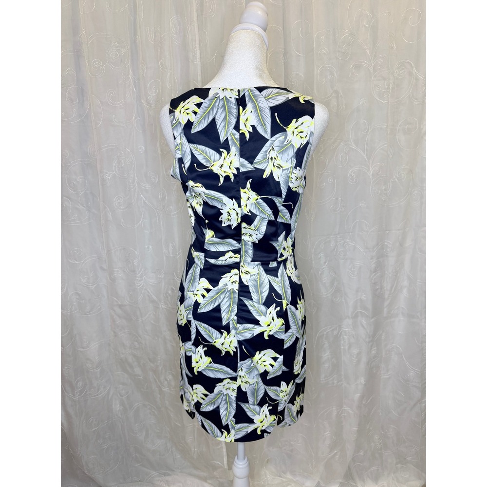 Loveriche Navy Tropical Floral Sheath Dress Size S Sleeveless Career Vacation - Picture 3 of 10